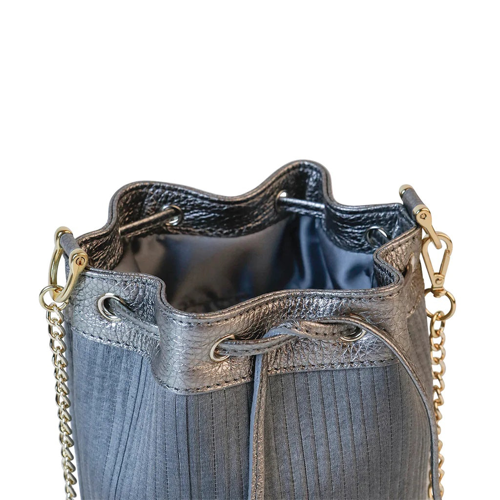 Bucket Bag Mini Silber Grau