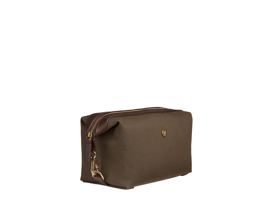M/S Necessaire Militärgrün/ Dunkelbraun aus Canvas