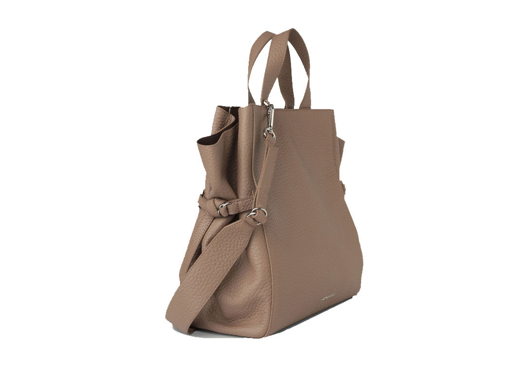Fan Handtasche aus Leder Taupe