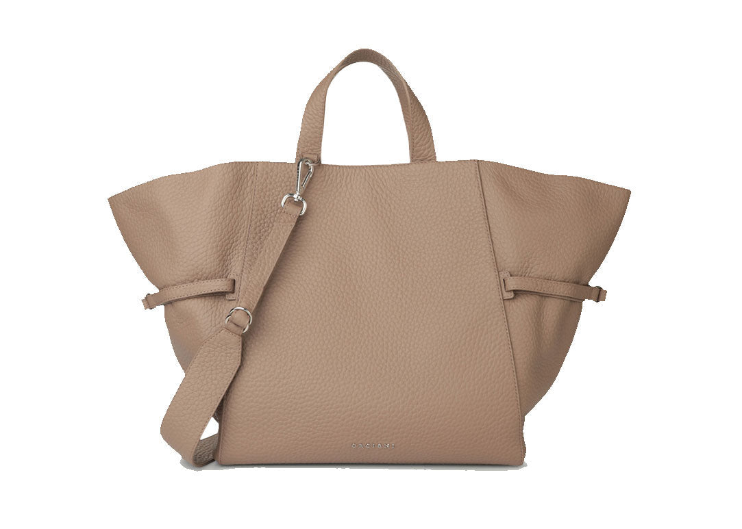 Fan Handtasche aus Leder Taupe