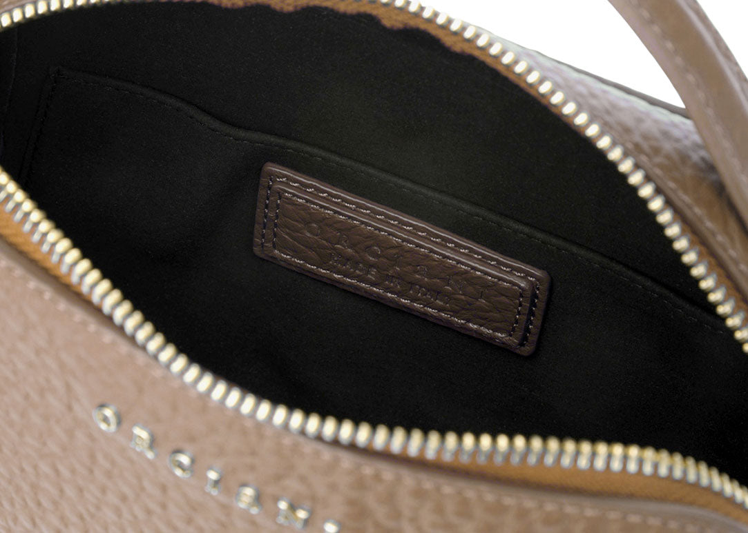 Mini Bag Umhängetasche Taupe aus Leder