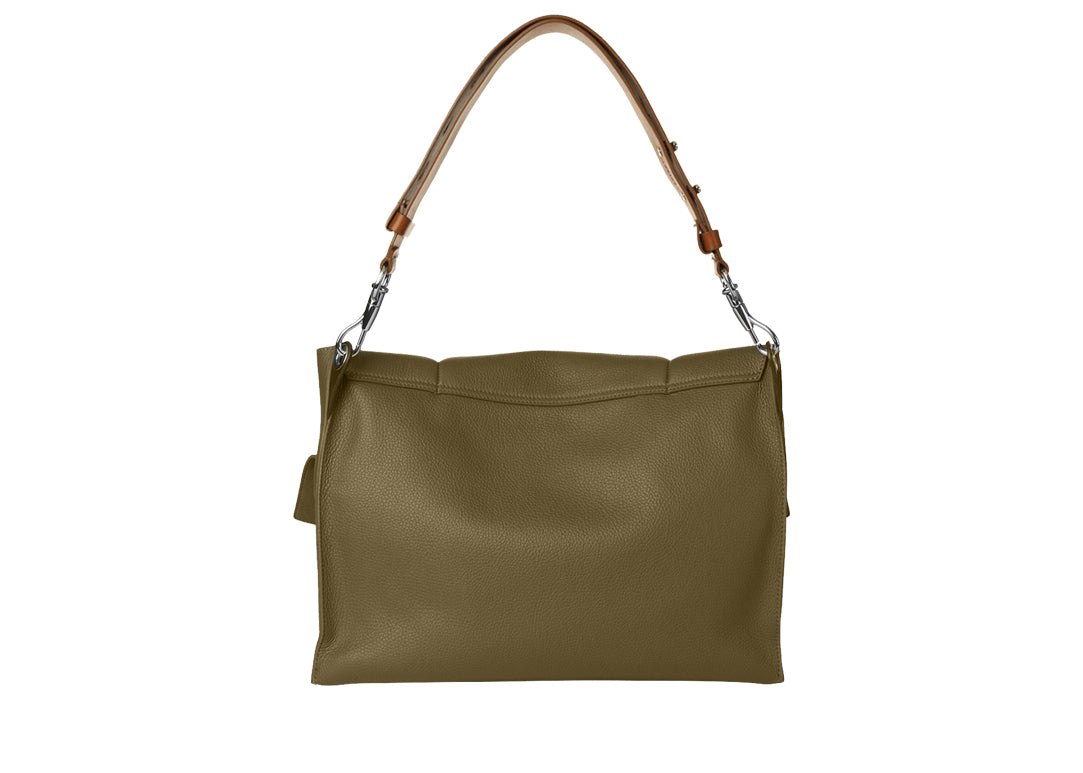 Scout Schultertasche Olive aus Glattleder