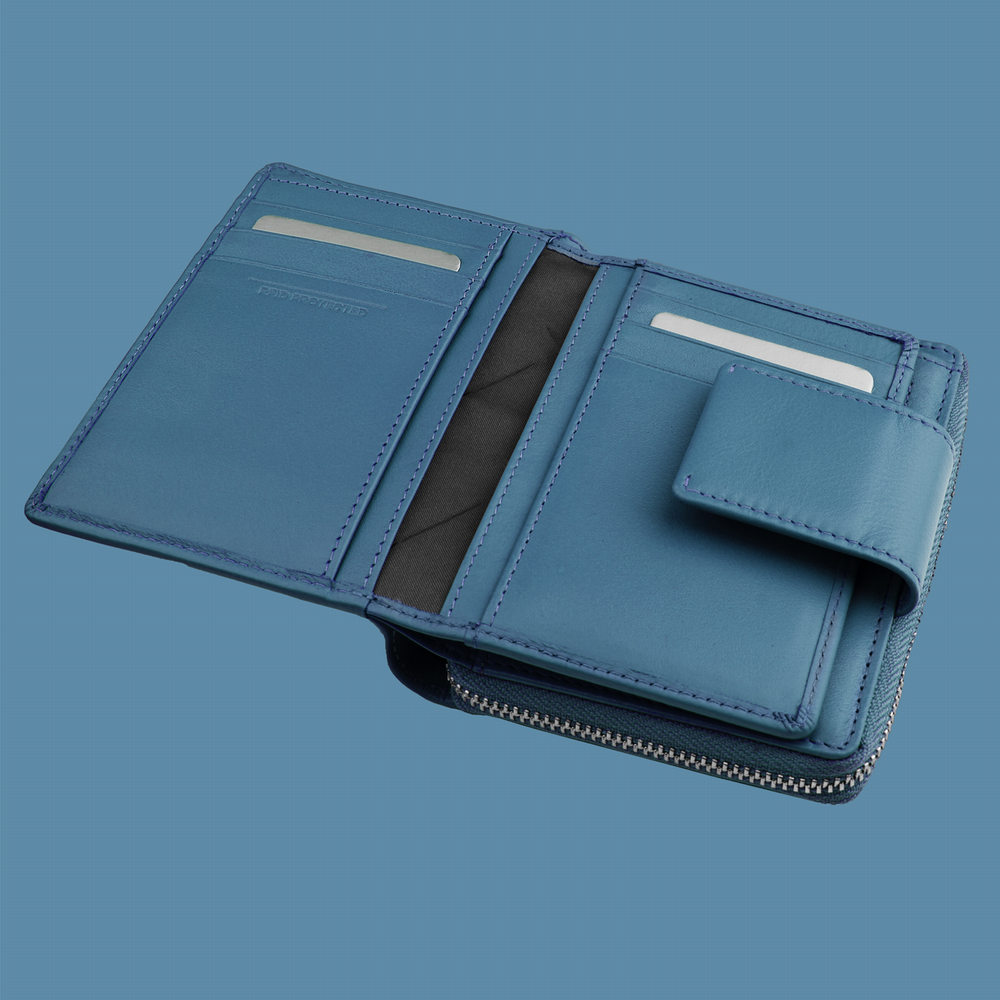 Reissverschlussbörse blau