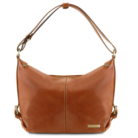 Sabrina - Schultertasche aus Leder Honig