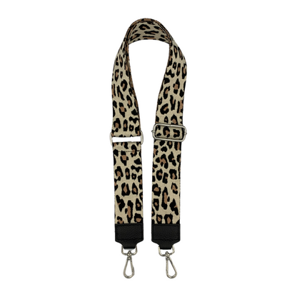 Schulterriemen für Taschen Leo Muster Schwarz Leder Silber