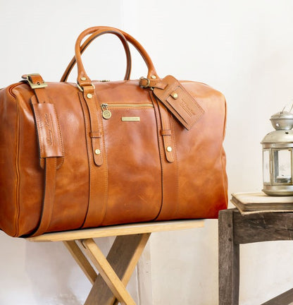 TL Voyager Reisetasche Leder Vorderfach Schwarz