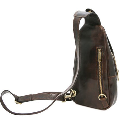 Kevin - Brusttasche aus Leder Dunkelbraun