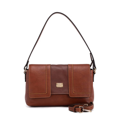 GC Schultertasche aus Leder Cognac