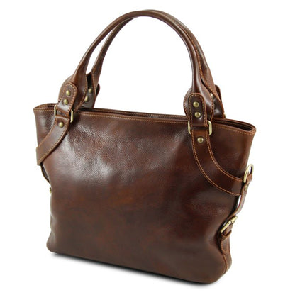 Ilenia - Henkeltasche aus Leder Braun