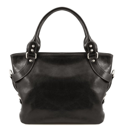 Ilenia - Henkeltasche aus Leder-Schwarz