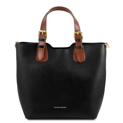 TL Bag - Shopping Tasche aus Saffiano Leder-Schwarz