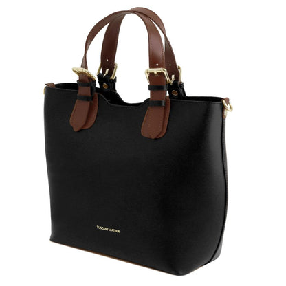 TL Bag - Shopping Tasche aus Saffiano Leder-Schwarz