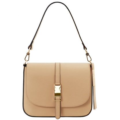Nausica - Schultertasche aus Leder Champagne