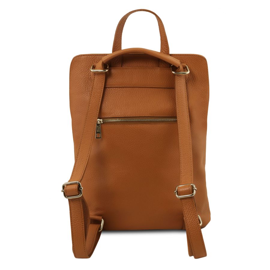 TL Bag - Lederrucksack aus weichem Leder Cognac