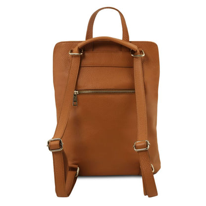 TL Bag - Lederrucksack aus weichem Leder Cognac