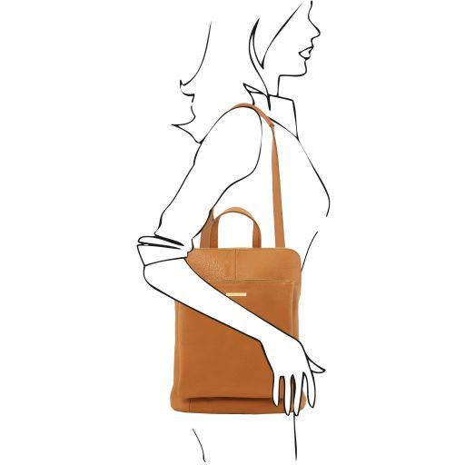 TL Bag - Lederrucksack aus weichem Leder Cognac