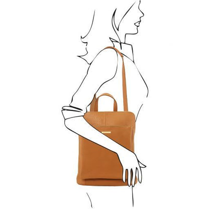 TL Bag - Lederrucksack aus weichem Leder Cognac