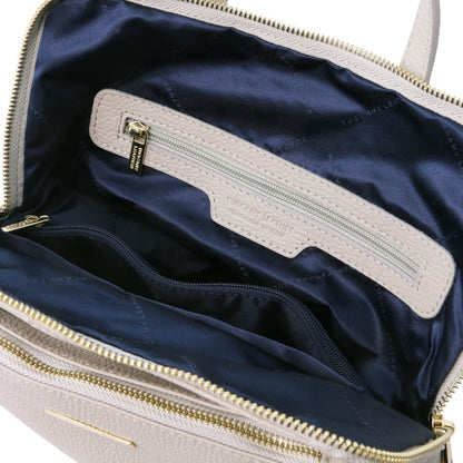 TL Bag - Lederrucksack aus weichem Leder Grau