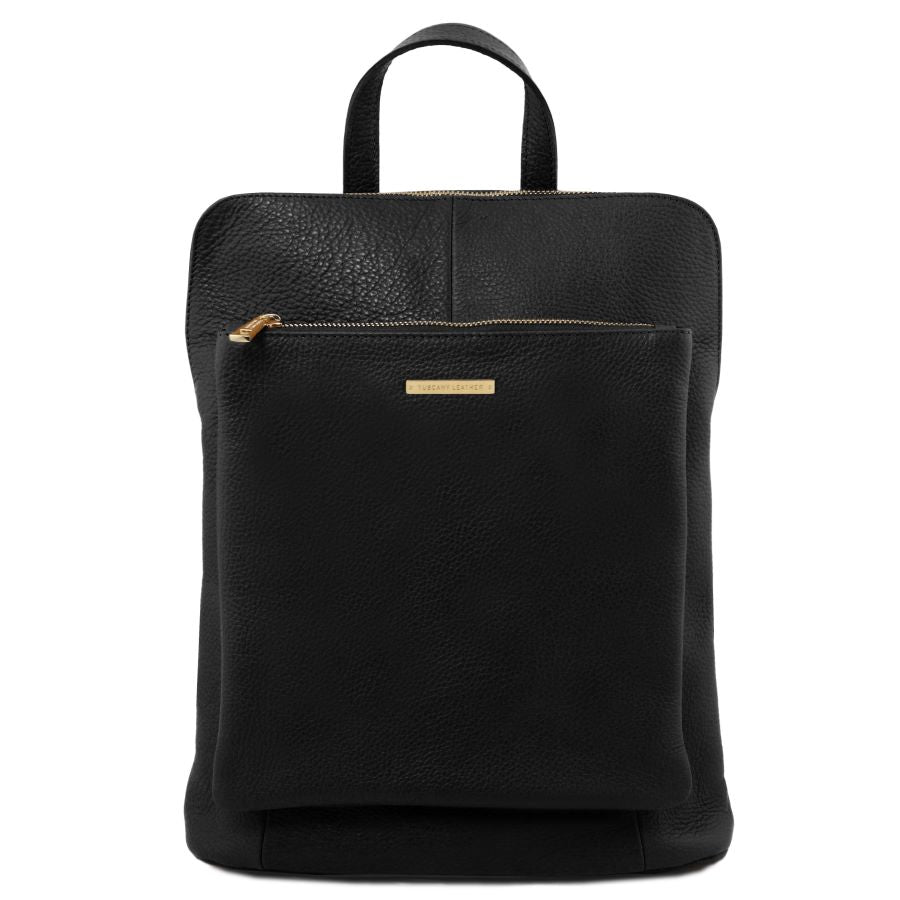 TL Bag - Lederrucksack aus weichem Leder Schwarz