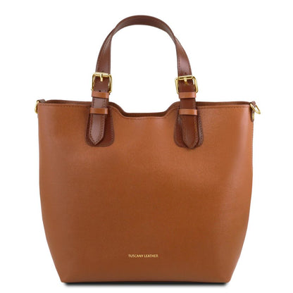 TL Bag - Shopping Tasche aus Saffiano Leder Cognac