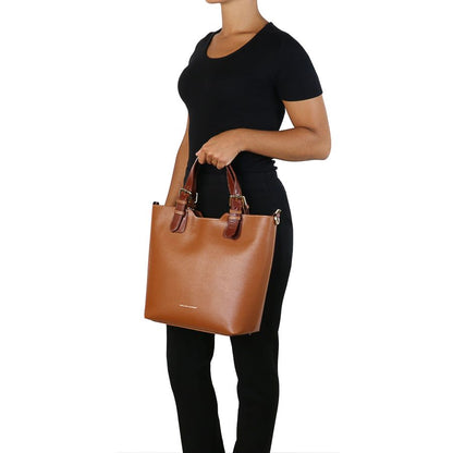TL Bag - Shopping Tasche aus Saffiano Leder-Schwarz