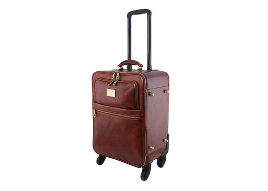 TL Voyager - 4 Rollen Ledertrolley Dunkelbraun