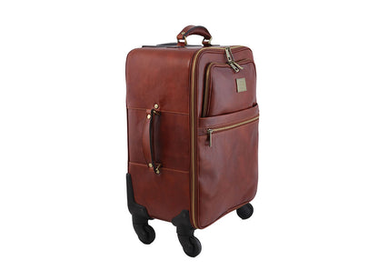 TL Voyager - 4 Rollen Ledertrolley Dunkelbraun