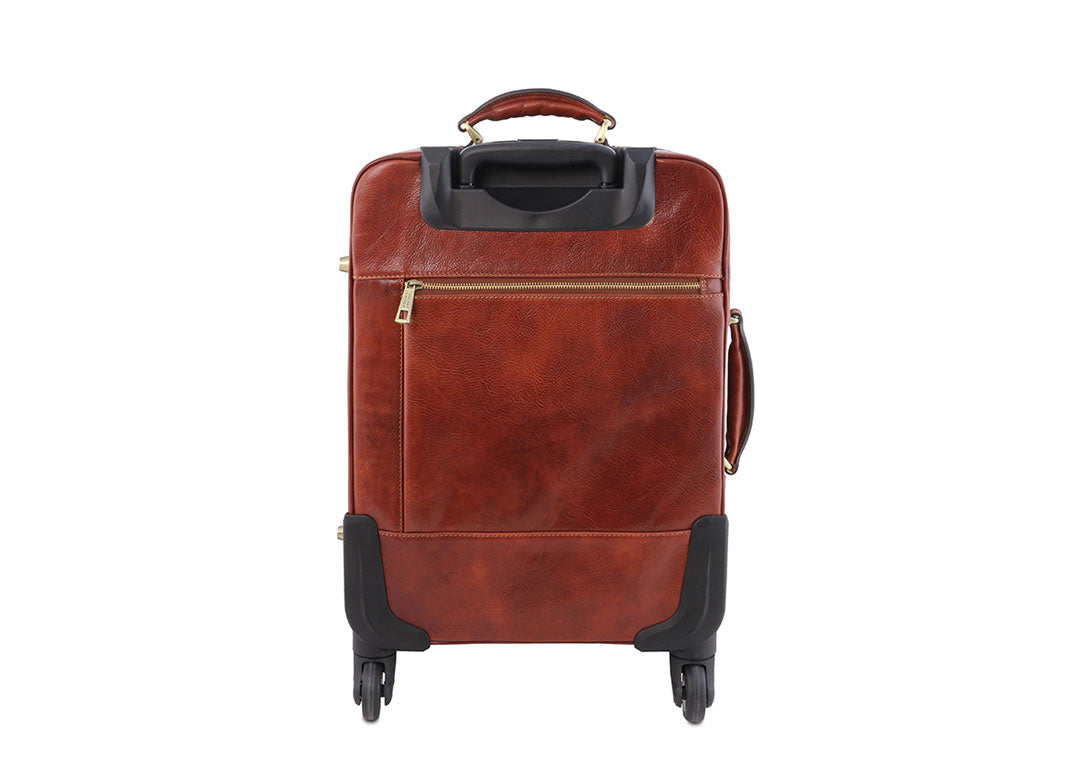 TL Voyager - 4 Rollen Ledertrolley Dunkelbraun