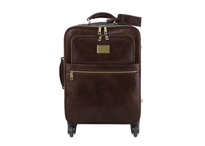 TL Voyager - 4 Rollen Ledertrolley Dunkelbraun