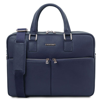 Treviso - Notebook Aktentasche aus Leder Dunkelblau