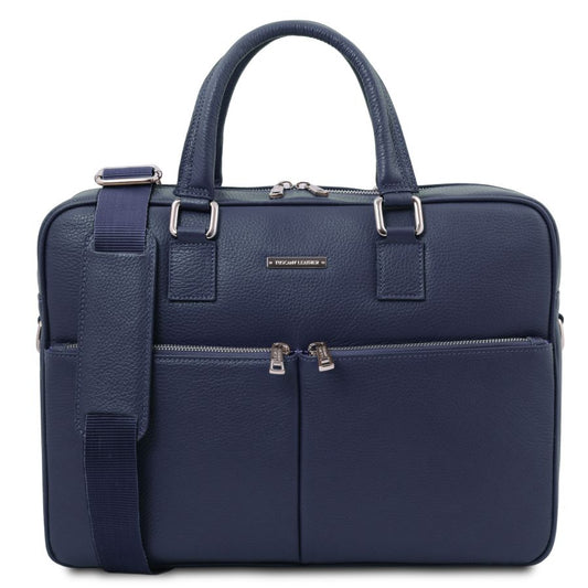 Treviso - Notebook Aktentasche aus Leder Dunkelblau