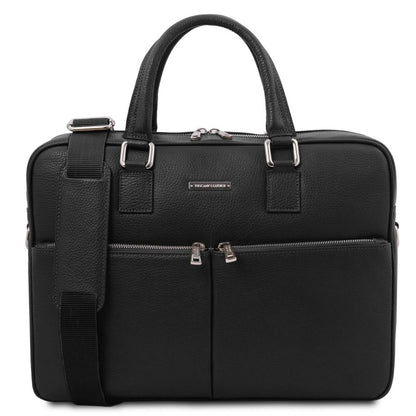 Treviso - Notebook-Aktentasche aus Leder-Schwarz