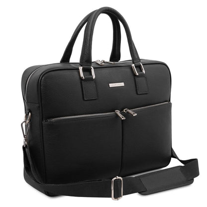 Treviso - Notebook-Aktentasche aus Leder-Schwarz