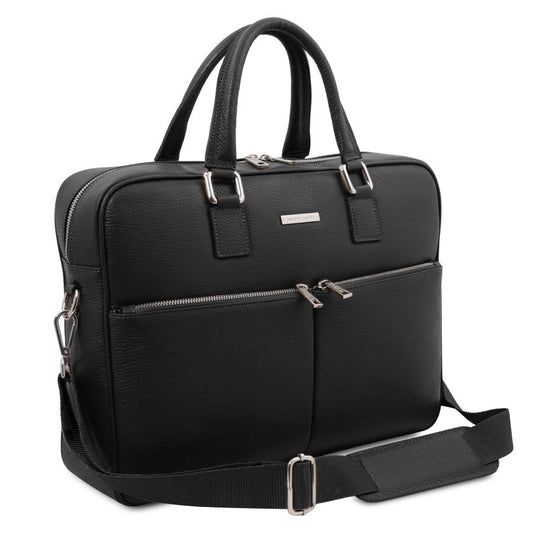 Treviso - Notebook-Aktentasche aus Leder-Schwarz