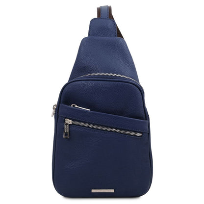 Albert - Brusttasche aus weichem Leder-Dunkelblau