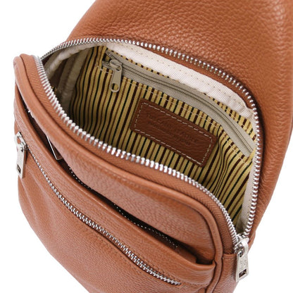 Albert - Brusttasche aus weichem Leder Cognac