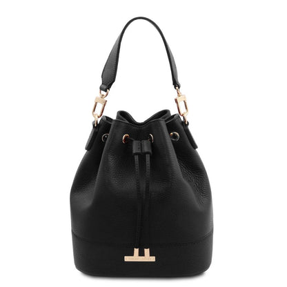 TL Bucket Bag - Beuteltasche aus Leder Schwarz