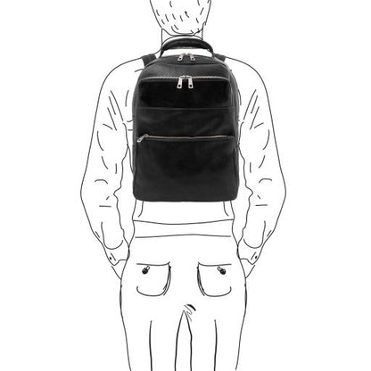 Melbourne - Notebook Rucksack aus Leder-Schwarz