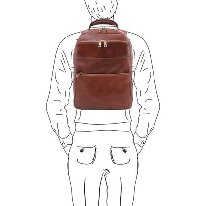 Melbourne - Notebook Rucksack aus Leder Braun
