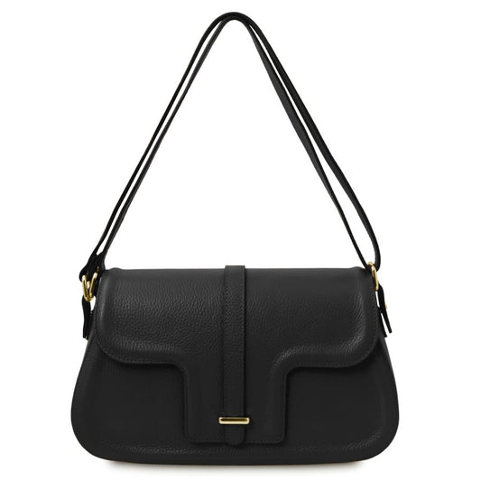 TL Bag - Schultertasche aus Leder Schwarz