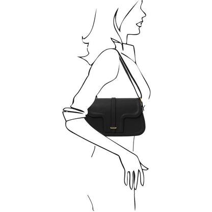 TL Bag - Schultertasche aus Leder Schwarz