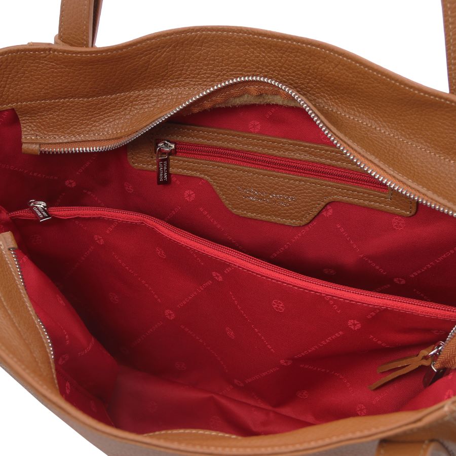 TL Bag - Shopping Tasche Leder Cognac