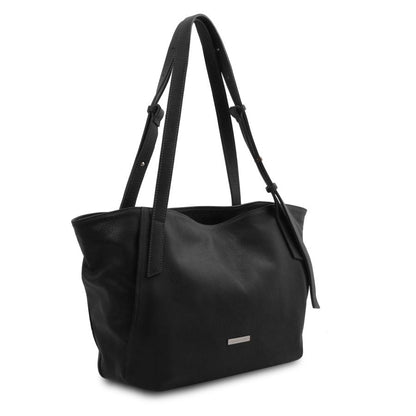 TL Bag - Shopping Tasche Leder Schwarz