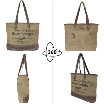 Savoie Vintage Schultertasche aus Canvas und Leder