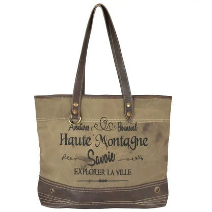 Savoie Vintage Schultertasche aus Canvas und Leder