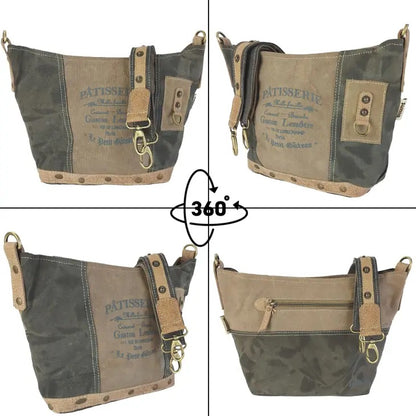 Vintage Umhängetasche Handtasche aus Canvas