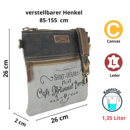 Kleine Vintage Umhängetasche Schultertasche Canvas