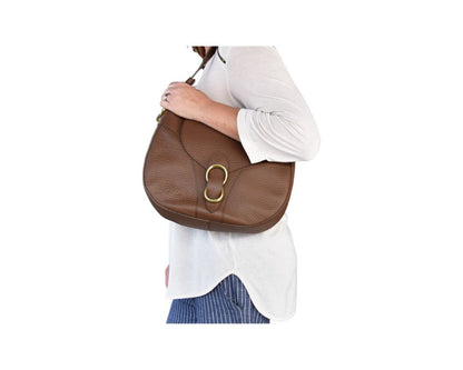 Beth Damen Schultertasche Leder Camel Orciani