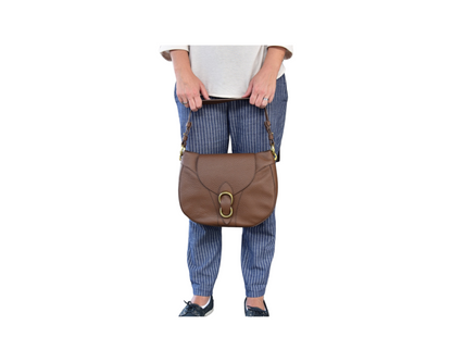 Beth Damen Schultertasche Leder Camel Orciani