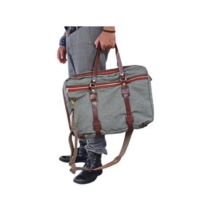 Salt & Pepper Range Flight Bag Grau aus Stoff und Glattleder